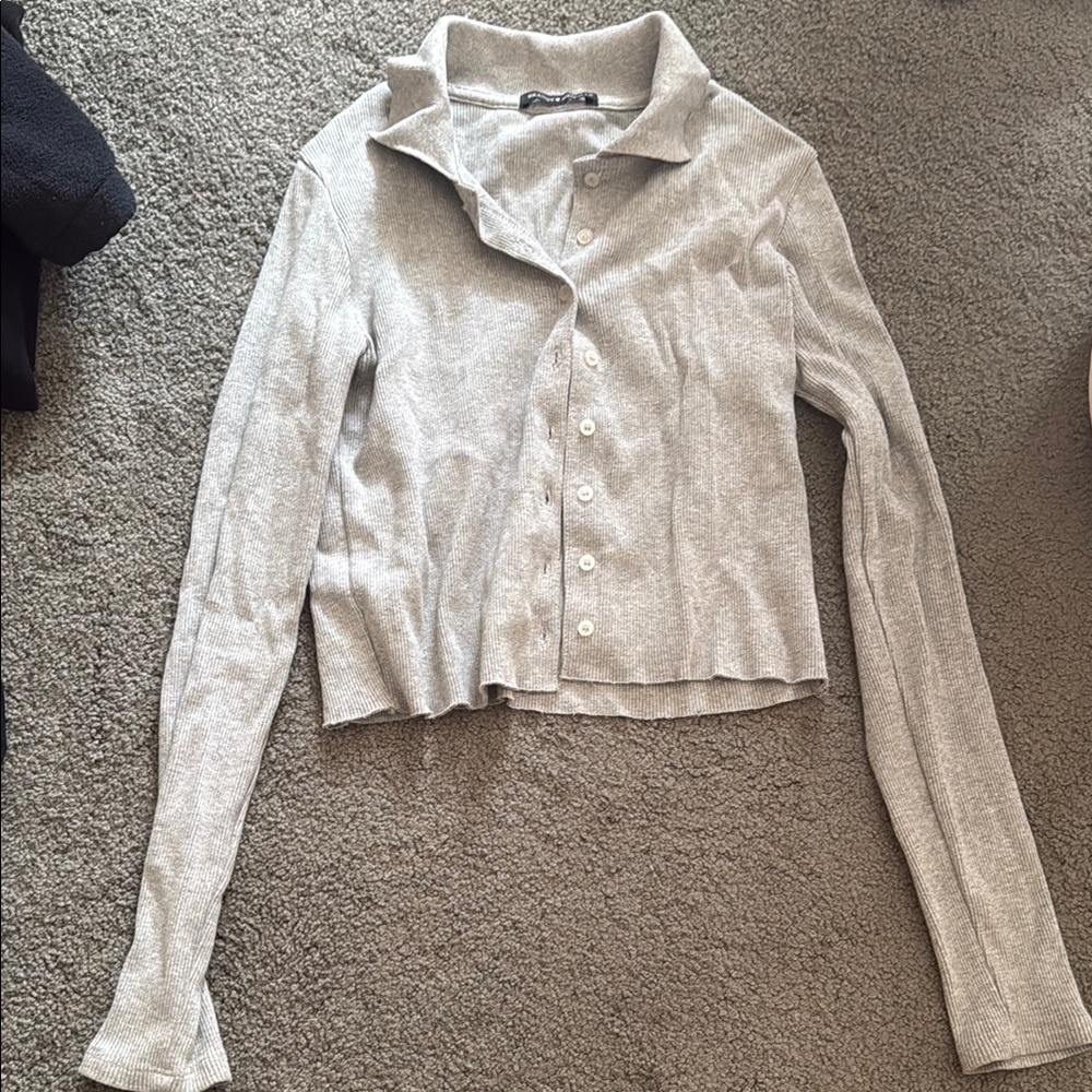 Brandy Melville Gray Button-Up